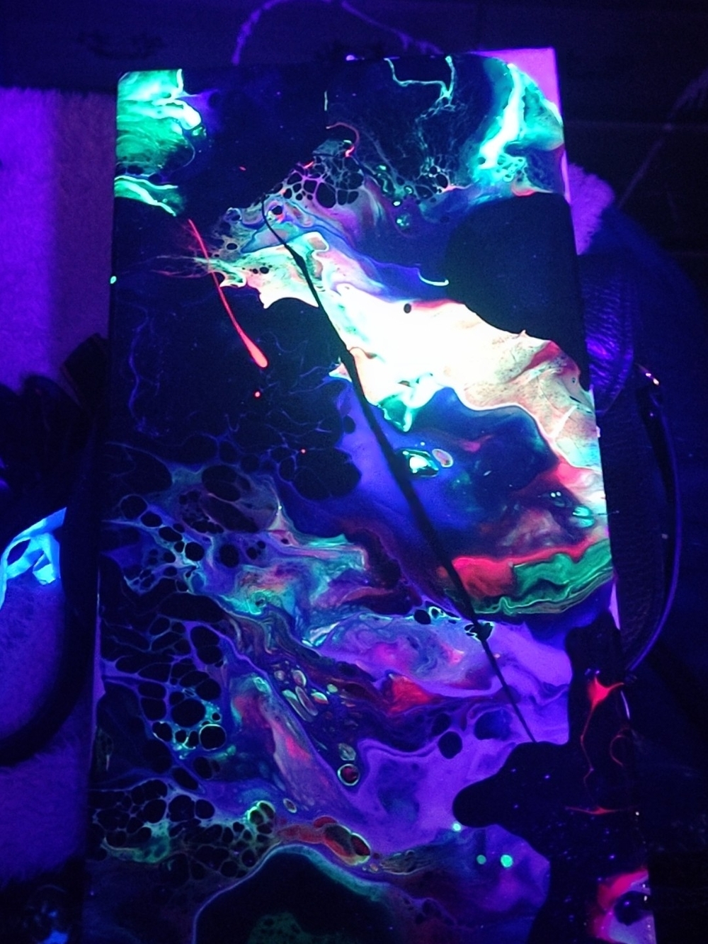UV Reactive Abstract Canvas Painting in Neon Colors